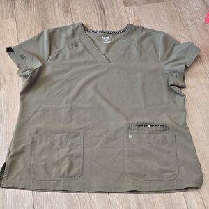 Koi Classic Olive Top with Pockets